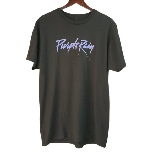 Prince Purple Rain Short Sleeve Black Graphic Tee - Picture 1 of 7